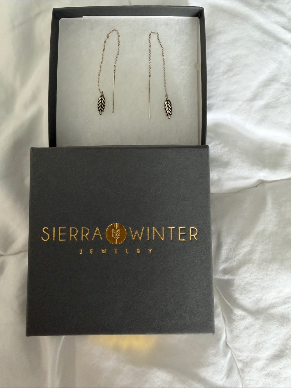 Sierra Winter Gold Leaf Threader Earrings - Gold